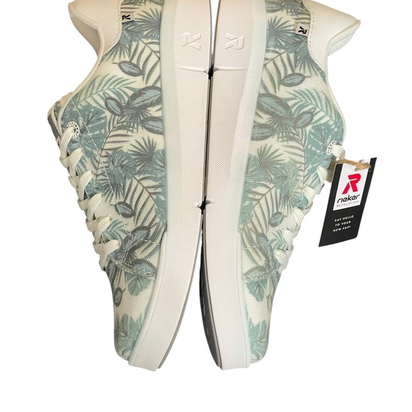 Rieker White and Green Leaf Pattern Sneakers size 38(7-7.5 USA) - Picture 6 of 16